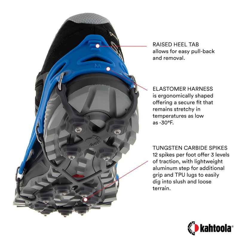 Kahtoola EXOspikes Footwear Traction for Winter Hiking & Running in Snow, Ice & Rocky Terrain - Blue - Small - Image 4